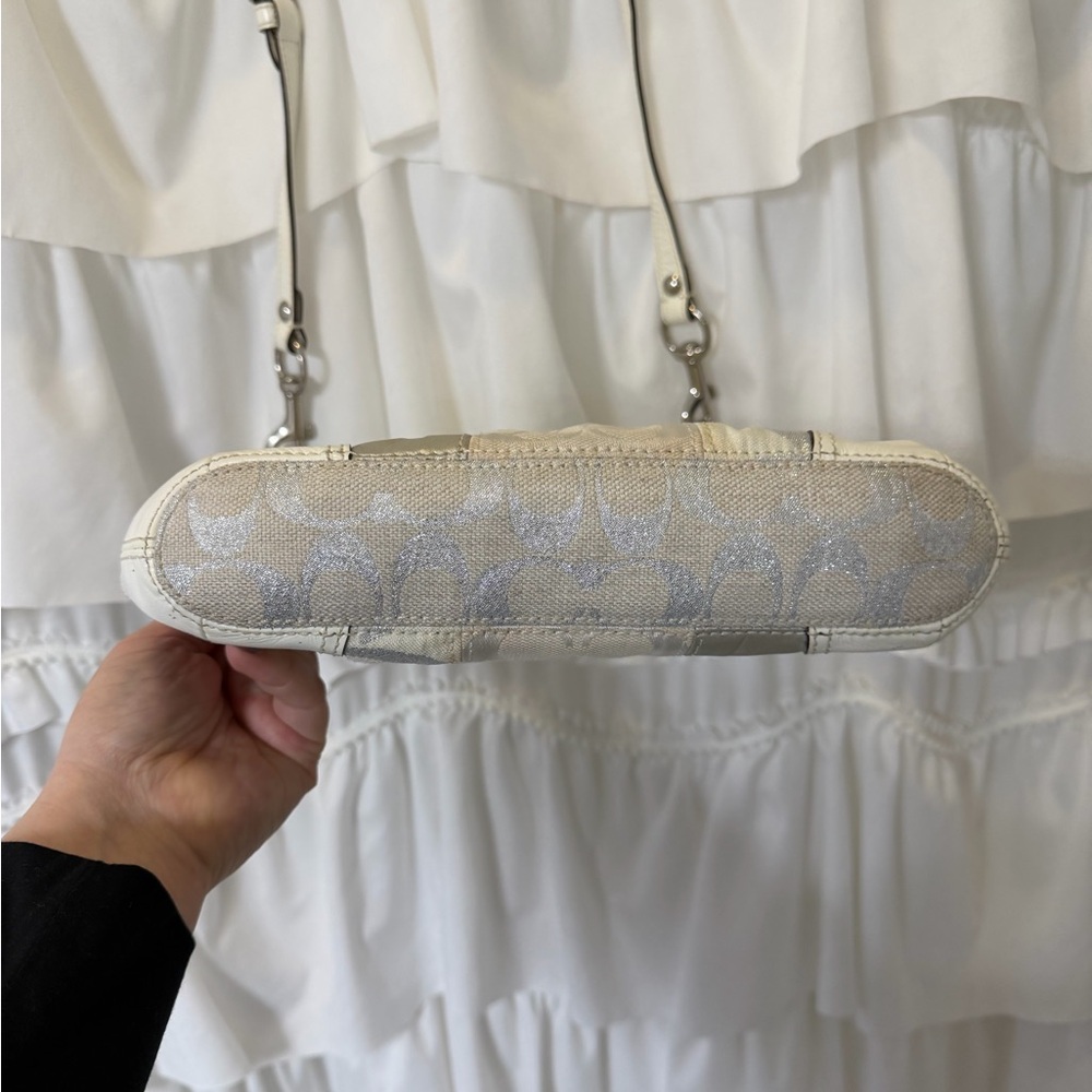 Coach White and Silver Patchwork Shoulder Bag - image 10